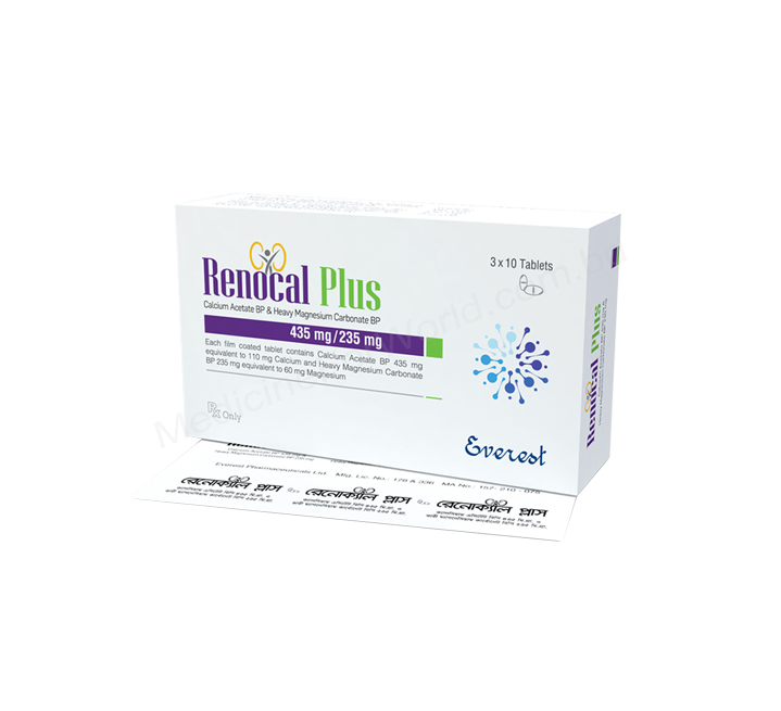 Buy RENOCAL PLUS 235mg 435mg online Generic Calcium Acetate Heavy Magnesium Carbonate Everest Pharma